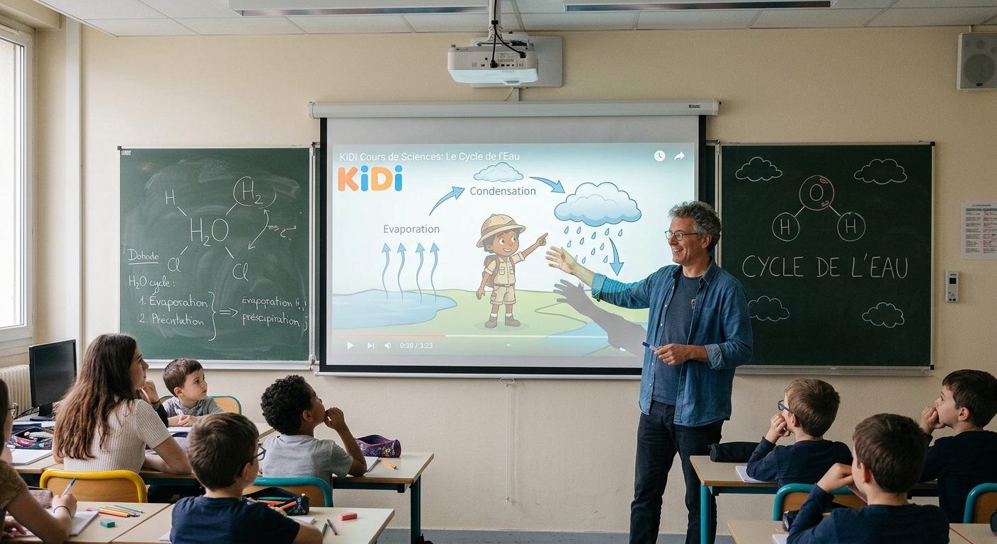 A teacher facing their class, with no screen between them and their pupils.
